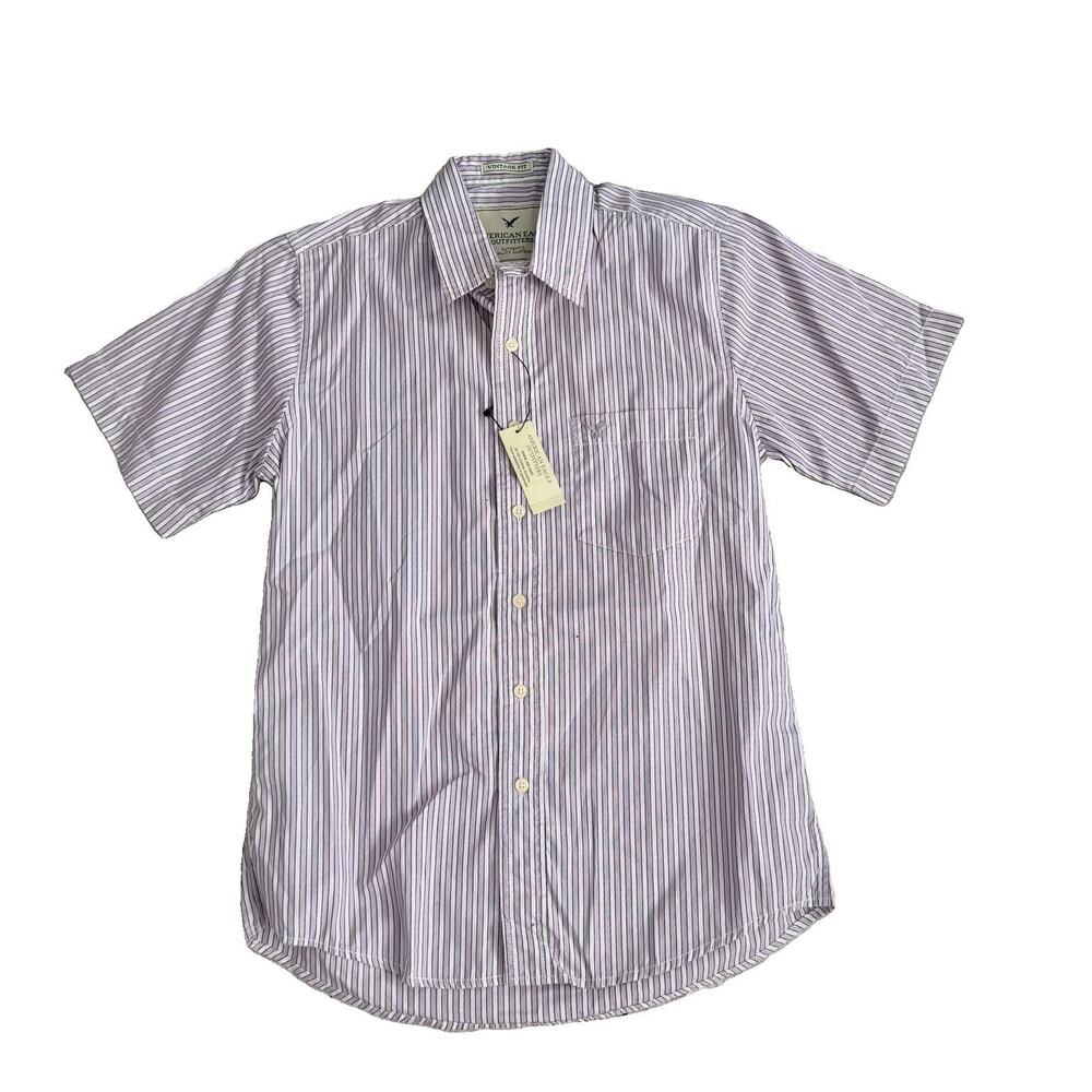New American Eagle Outfitters Vintage Fit Purple Stripe Button Down Shirt M NWT